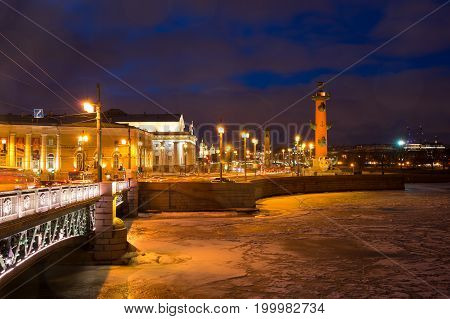 View on Vasilyevsky island in the winter Saint Petersburg Russia