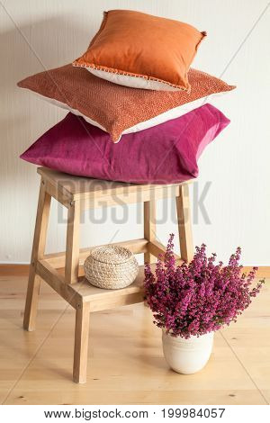 colorful cushions throw cozy home autumn mood flower