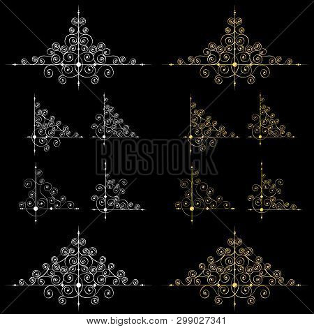 Set Of Vector Page Decoration Elements Or Monograms. Can Be Used For Designing Books, Cards, Menus, 
