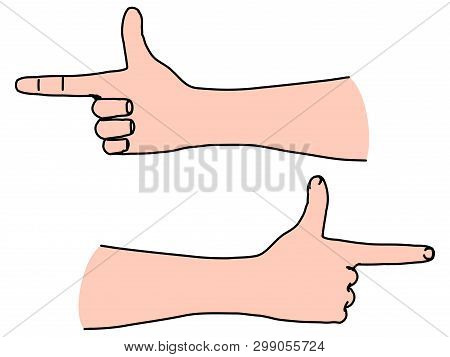 Horizontal Hand With Human Index Finger Directing The Way Forward Or Right Handed Choice Pointing