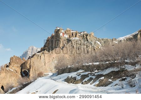 Dhankar Monastery In Winters In Himalayas - India