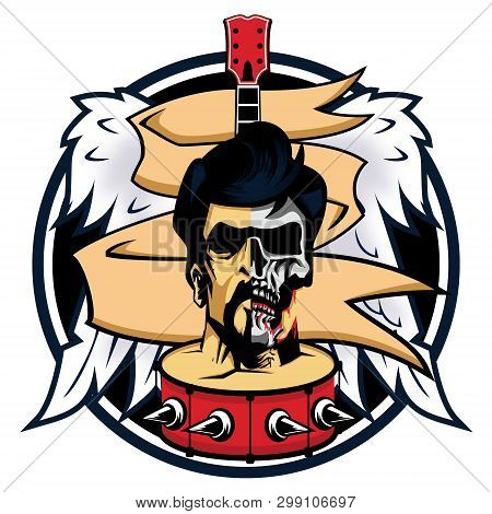 Angel Wing, Guitar, Drum Snare, And Guitar Vector Illustration