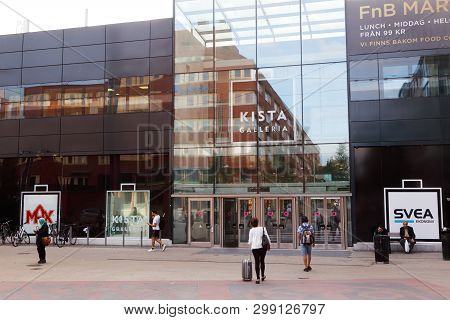 Stockholm, Sweden - September 14, 2016: People Outside The Entrance To The Kista Galleria Shopping M