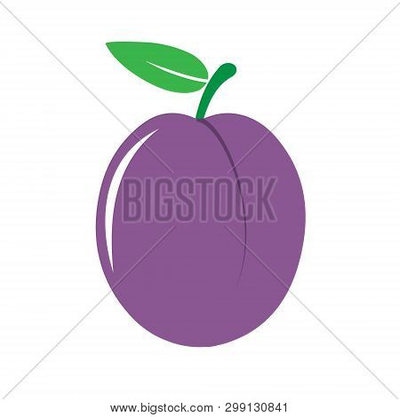 Garden Plum Icon. Vector Illustration, Isolatrd On White Background