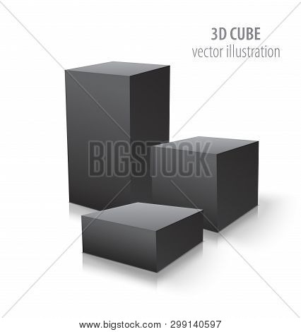 Three 3d Cubes Isolated On White Background