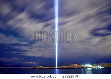 The Imagine Peace Tower On Videy Island In Reykjavik