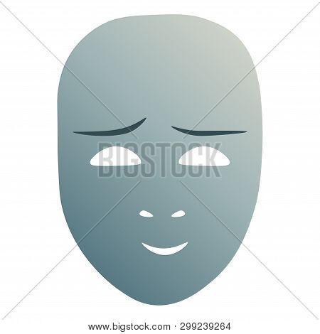 Theatrical Mask With Cute Emotion. Vector Illustration. Blue Mask With Gradient Isolated On White Ba
