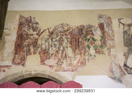 South Newington, Oxfordshire, England, 5th May 2016, View Of The Doom Painting At St Peter Ad Vincul