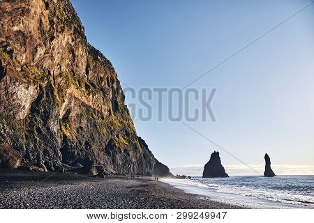 View Of The Shore With Black Sand In Iceland