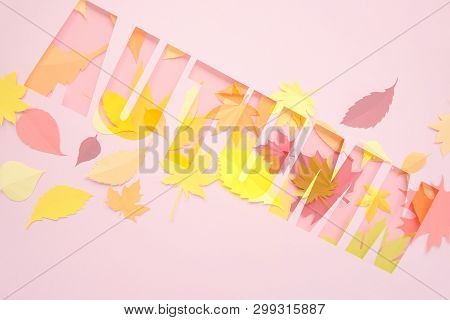 Letter Autumn Cut From Paper With Paper Autumn Leaves