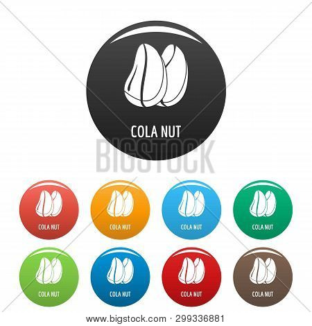 Cola Nut Icons Set 9 Color Isolated On White For Any Design