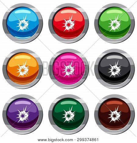 Nucleate Explosion Set Icon Isolated On White. 9 Icon Collection Illustration