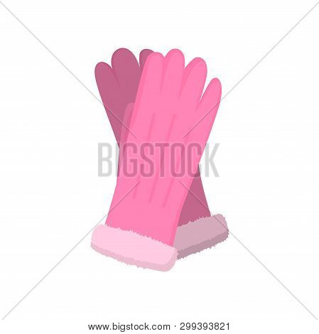 Fashion Pink Leather Winter Gloves, For Sexy Lady