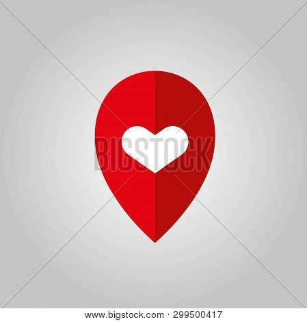 Location Pin With Heart Icon Over White Background