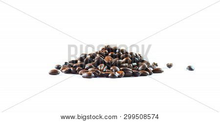 Roasted Coffee Beans Isolated On White Background