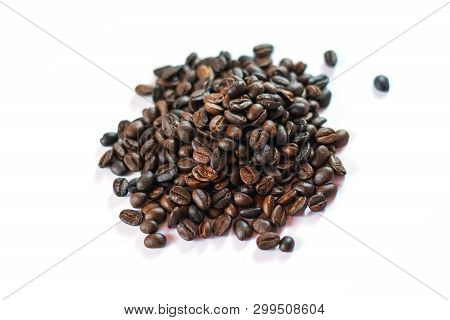 Coffee Beans From Top On White Background