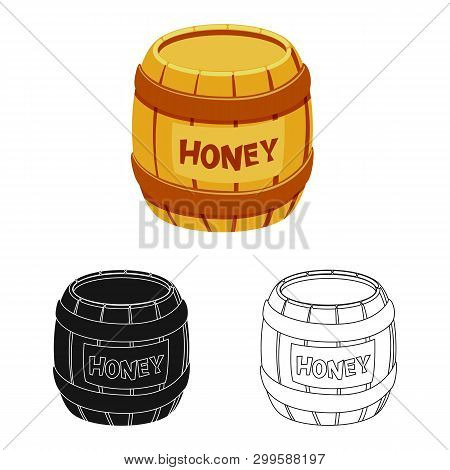 Vector Illustration Of Honey  And Barrel Symbol. Collection Of Honey  And Healthy Vector Icon For St