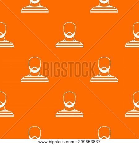 Bearded Man In Prison Garb Pattern Repeat Seamless In Orange Color For Any Design. Geometric Illustr
