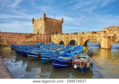 Sqala Du Port, A Defensive Tower At The Fishing Port Of Essaouira, Morocco