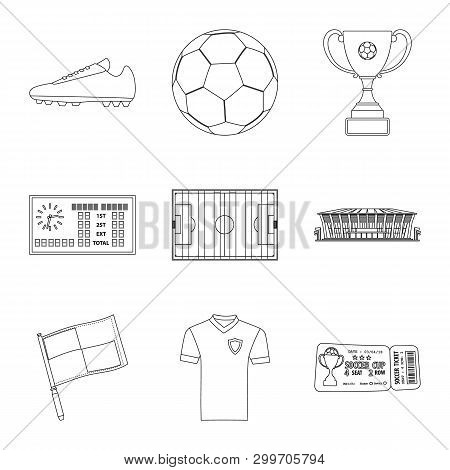 Vector Illustration Of Soccer And Gear Symbol. Set Of Soccer And Tournament Vector Icon For Stock.