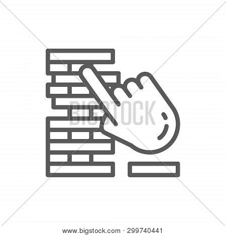 Jenga, Board Games Line Icon. Isolated On White Background