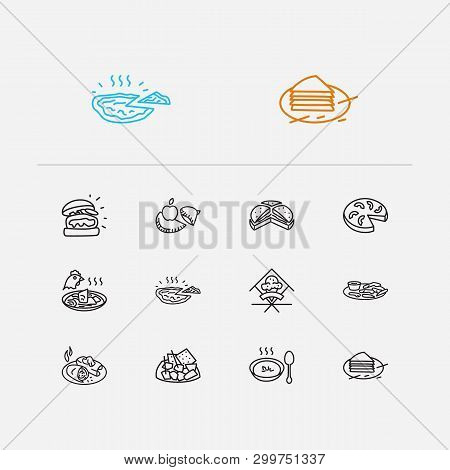 American Food Icons Set. Alabama And American Food Icons With Arkansas, Tennessee And Connecticut. S