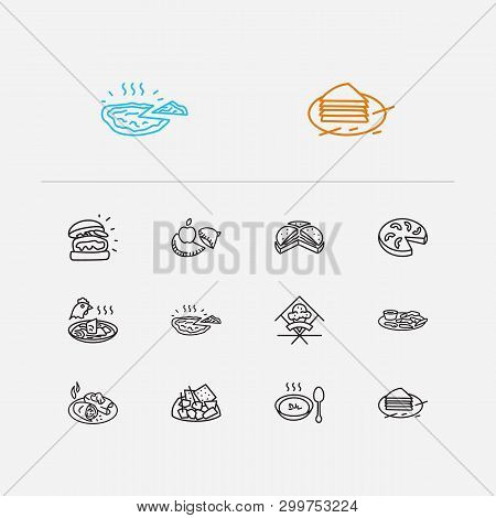 American Food Icons Set. Alabama And American Food Icons With Arkansas, Tennessee And Connecticut. S