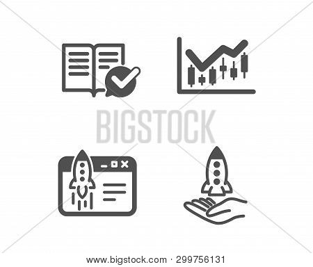 Set Of Approved Documentation, Start Business And Financial Diagram Icons. Crowdfunding Sign. Instru