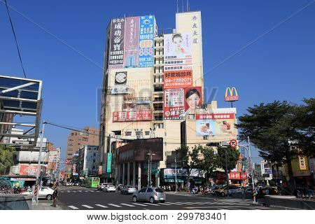 Changhua, Taiwan - December 2, 2018: City Street View In Changhua, Taiwan. Changhua Is The 12th Bigg