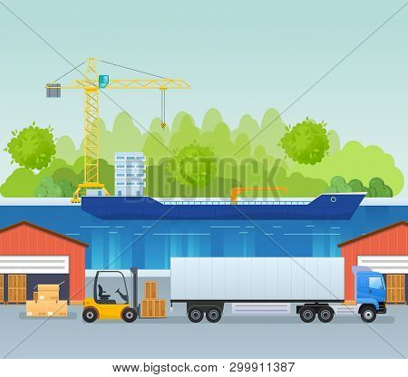 Warehousing Of Cargo, Logistics. Storage And Transportation, Shipping, Delivery.