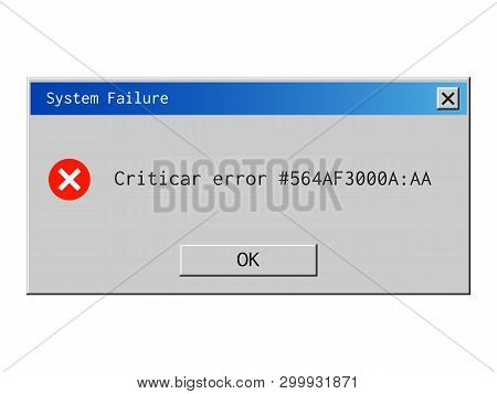 System Error Popup. Retro Window Of Alert Mockup.