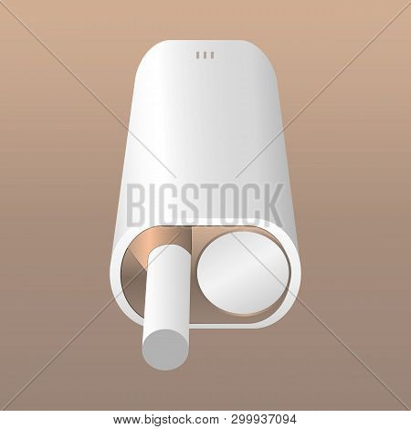 Smoking, White Device, Heating Tobacco System, Newest Electronic Cigarette, Vector