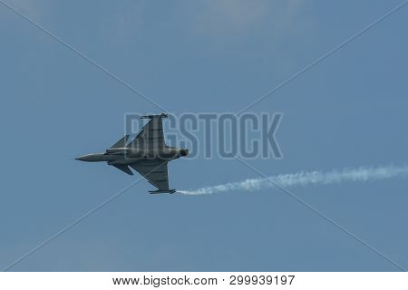 A Fighter Aircraft Flying For Display