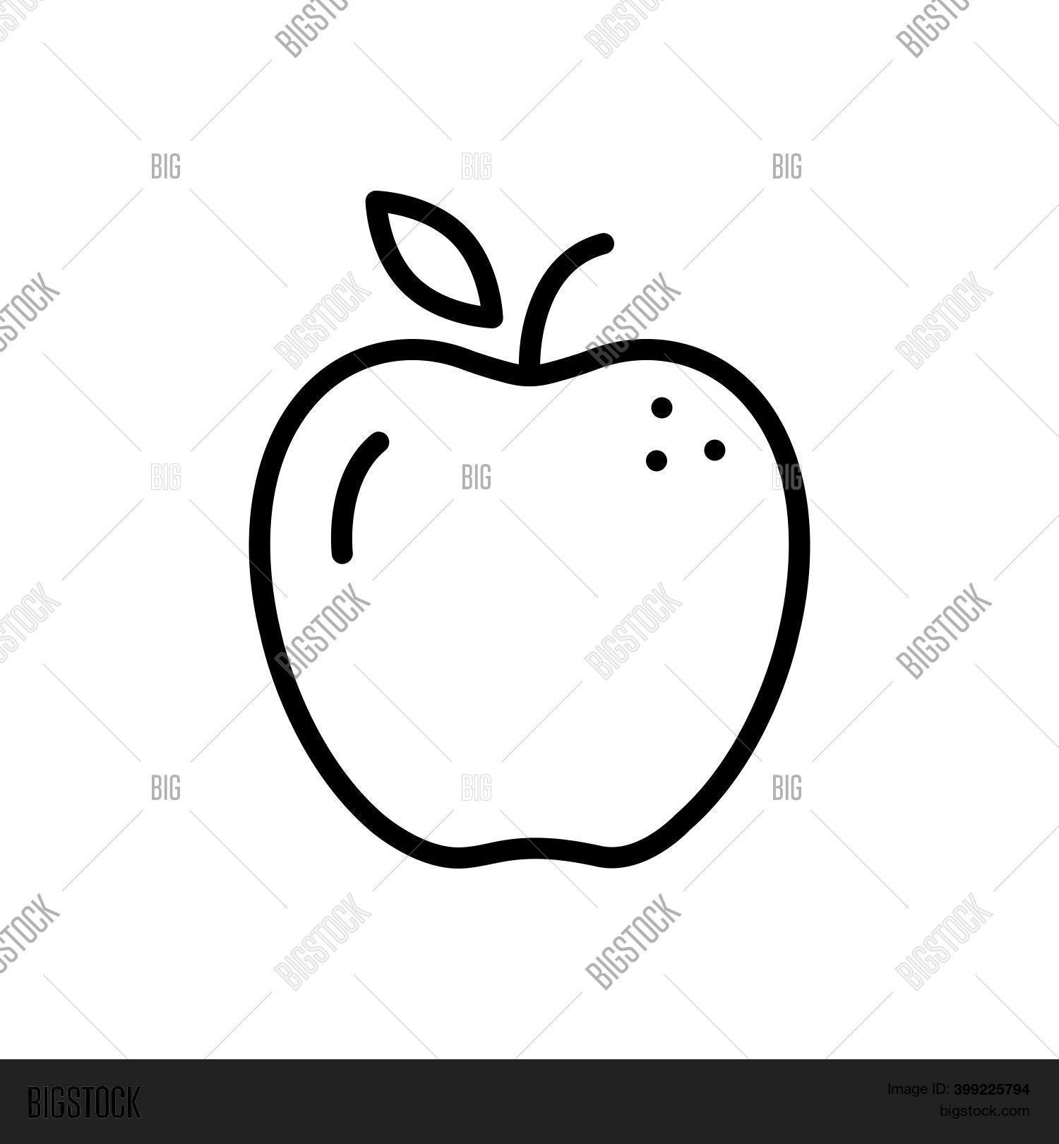 Black Line Icon Apple Vector & Photo (Free Trial) | Bigstock