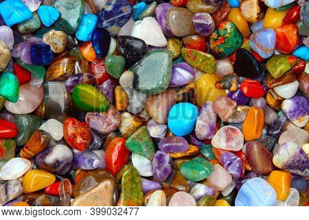 Top View Of Precious Gemstones, Stock Pile Colorful Gems