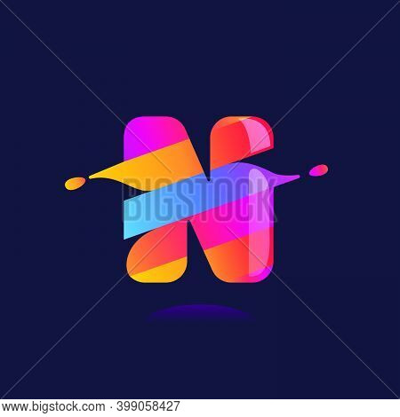 N Letter Logo With Vibrant Wave Gradient Shift. Vector Font Perfect To Use In Any Disco Labels, Dj C