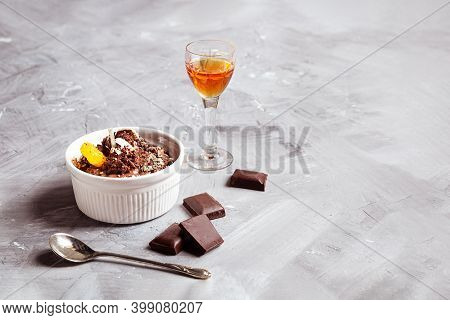 A Shot Of Belgian Traditional Tangerine Liqueur Mandarine Imperiale Napoleon And Homemade Chocolate 