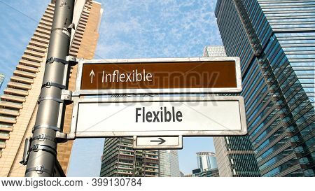 Street Sign The Direction Way To Flexible Versus Inflexible