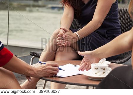 Executive Coaching. Three Female Senior Manager Sitting At Table. Mentorship And Leadreship.