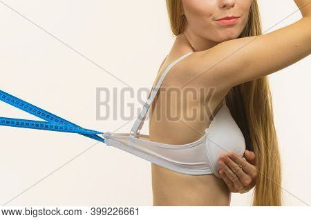 Woman Wearing Too Big Bra, Loose Band