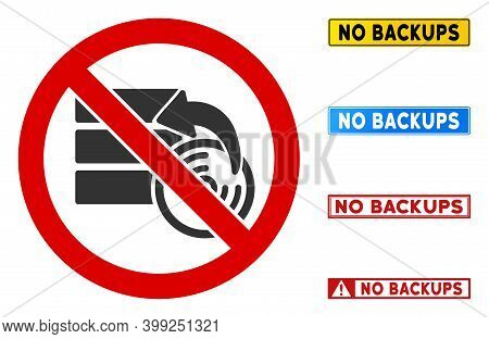 No Data Recovery Sign With Captions In Rectangle Frames. Illustration Style Is A Flat Iconic Symbol 