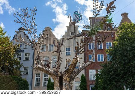 Gdansk, Poland - Sept 6, 2020: Millennium Tree - A Contemporary Monument In The Form Of A Polished S