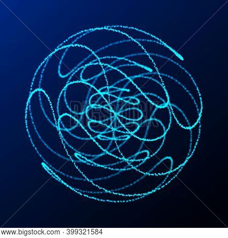 Abstract 3d Sphere. Sphere With Twist Lines. Glowing Lines Twisting Logo Design. Outer Space Object.