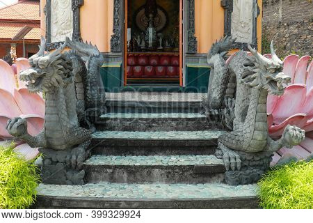 Sculpture Of Dragon In Budhist Temple Brahma Vihara-arama Banjar In Lovina, Indonesia, Bali