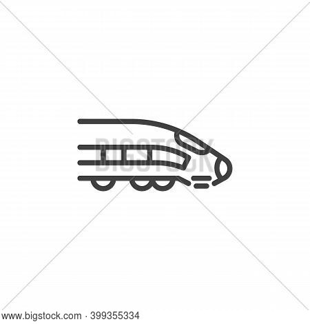 Bullet Train Line Icon. Linear Style Sign For Mobile Concept And Web Design. High Speed Train Outlin