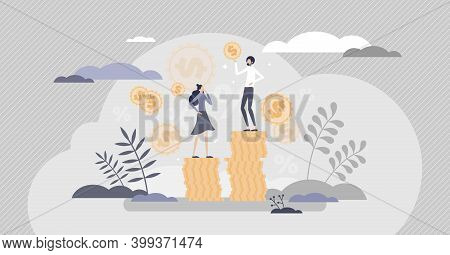 Inequality As Financial Gender Injustice And Wage Gap Tiny Persons Concept