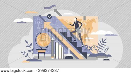 Teacher Upskilling As Male Skill Qualification Progress Tiny Person Concept