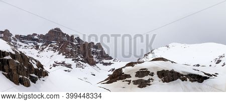 Snowy Rocky Mountains At Cloudy Day. Turkey, Central Taurus Mountains, Aladaglar (anti Taurus) View 