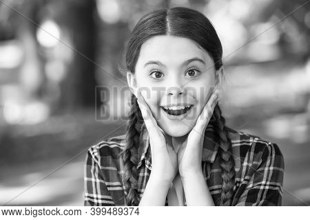 Essence Of Skincare. Happy Girl Smile Outdoors. Natural Skincare. Beauty Look Of Little Child. Summe