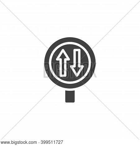 Two Way Traffic Sign Vector Icon. Filled Flat Sign For Mobile Concept And Web Design. Two Way Road G